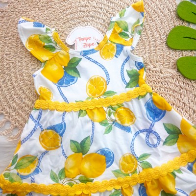 Vestido Regata Limões - Off White e Amarelo
